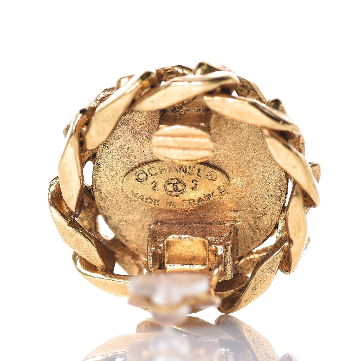 Chanel Crystal CC Chain Clip On Earrings Gold 4 of 4