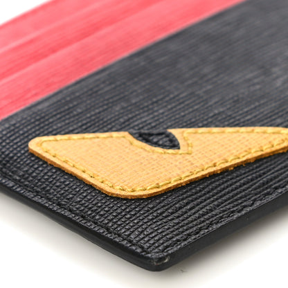 Fendi Vitello Elite Monster Eyes Card Holder Black Yellow Red 9 of 11