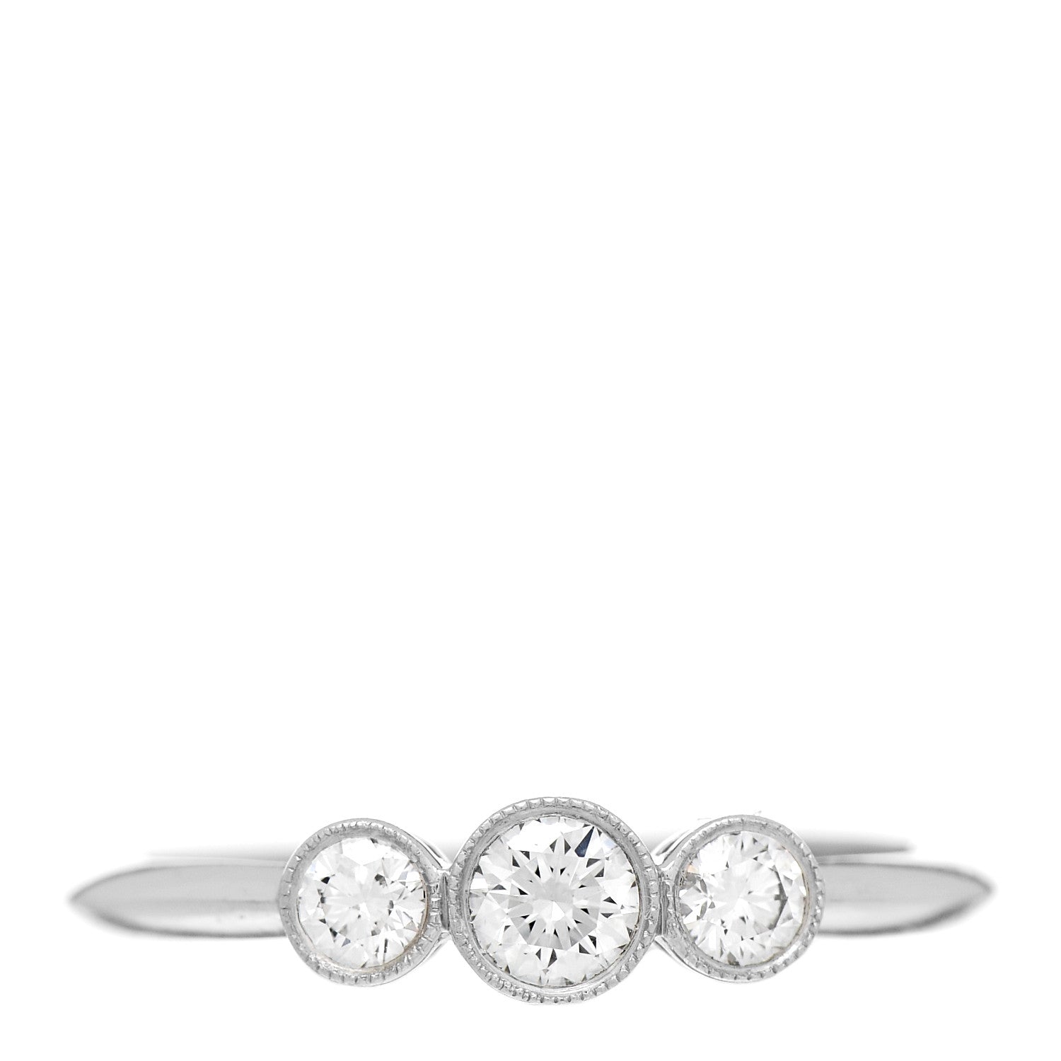 Tiffany Platinum Diamond Three Stone Milgrain Ring 52 6 1 of 5