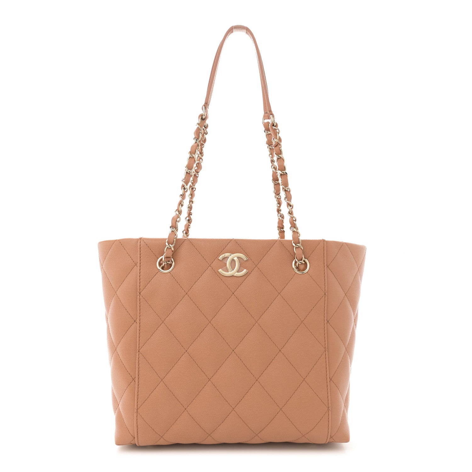 Chanel Caviar Quilted Small Shopping Tote Dark Beige 1 of 11