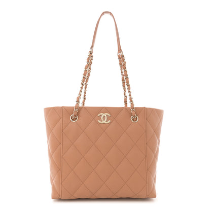 Chanel Caviar Quilted Small Shopping Tote Dark Beige 1 of 11