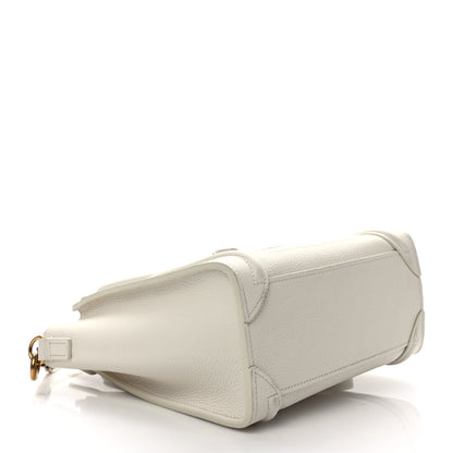 Celine Drummed Calfskin Nano Luggage Chalk 4 of 12