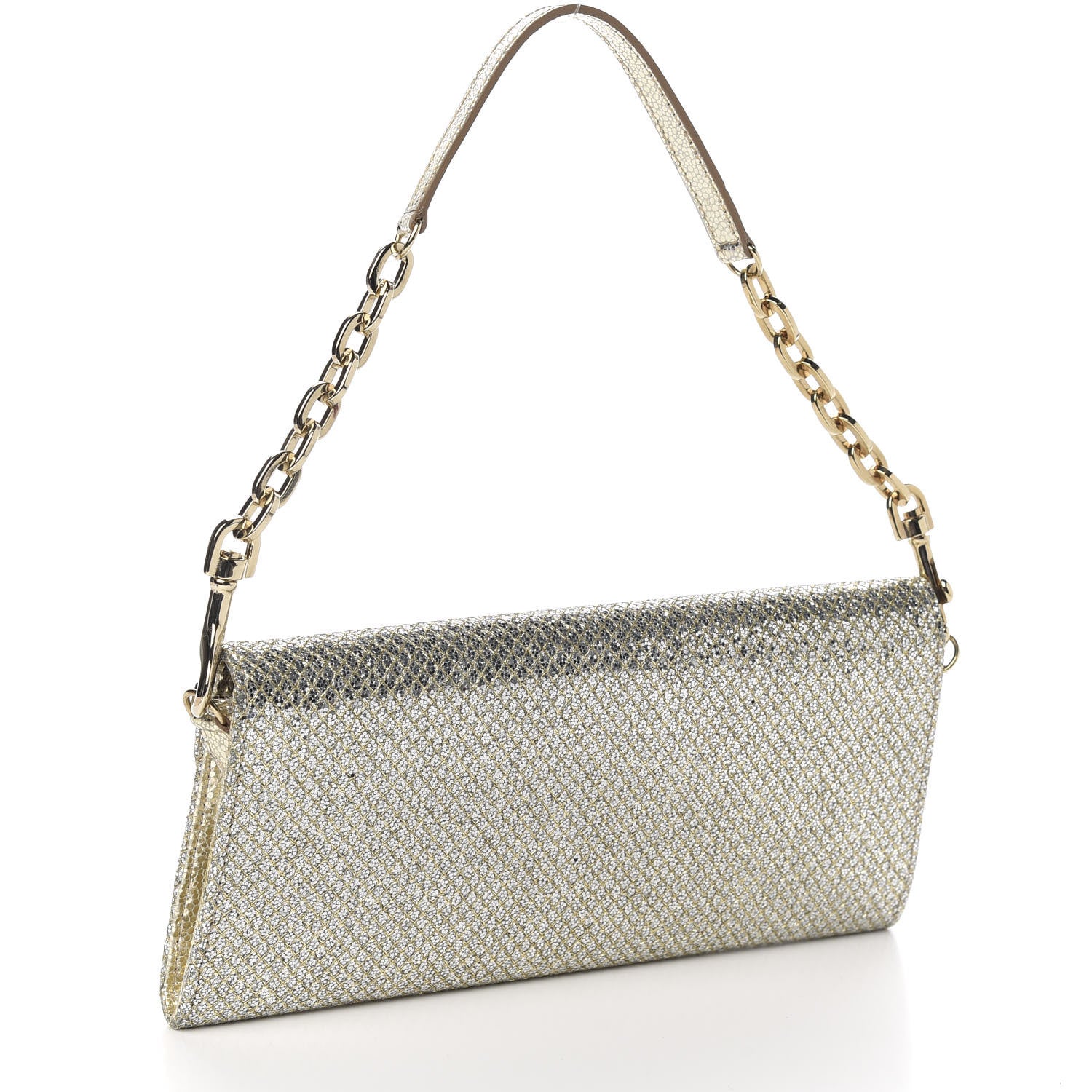Jimmy Choo Glitter Fabric Large Riane Clutch Champagne 1 of 8