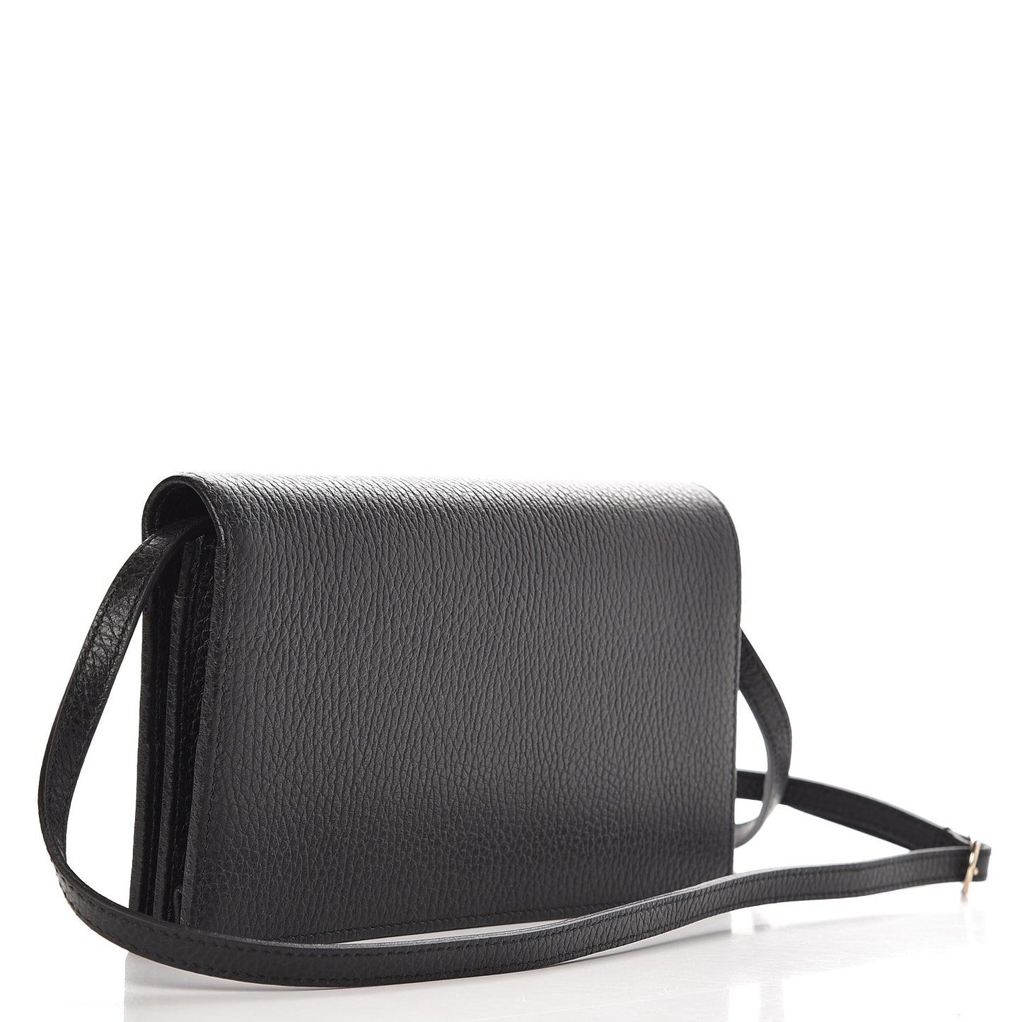 Dollar Calfskin Mini Swing Wallet Bag Black