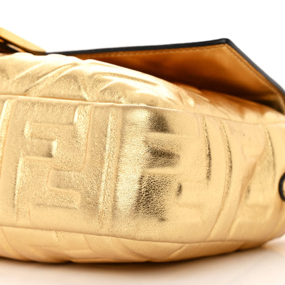 Fendi Vitello Catalan Mirror FF 1974 Embossed Baguette Gold 10 of 13