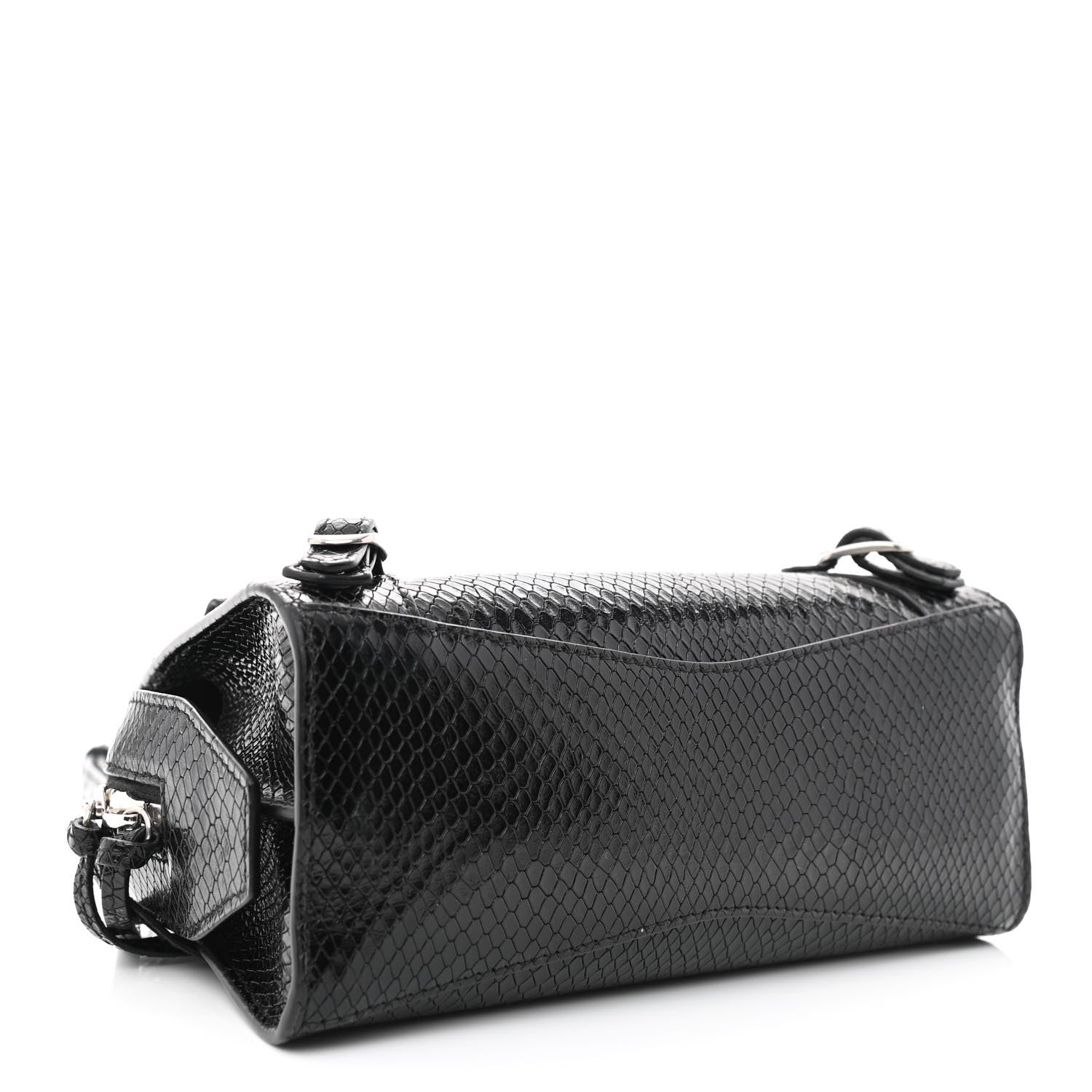 Balenciaga Grained Calfskin Snake Effect Silver Hardware Neo Classic Mini City Black 4 of 10