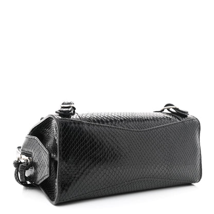 Balenciaga Grained Calfskin Snake Effect Silver Hardware Neo Classic Mini City Black 4 of 10