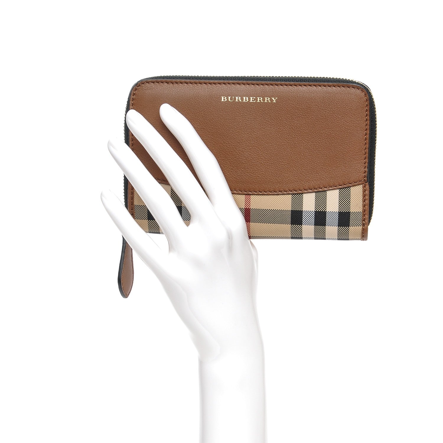 Burberry Calfskin Horseferry Check Medium Marston Zip Around Wallet Tan 2 of 8
