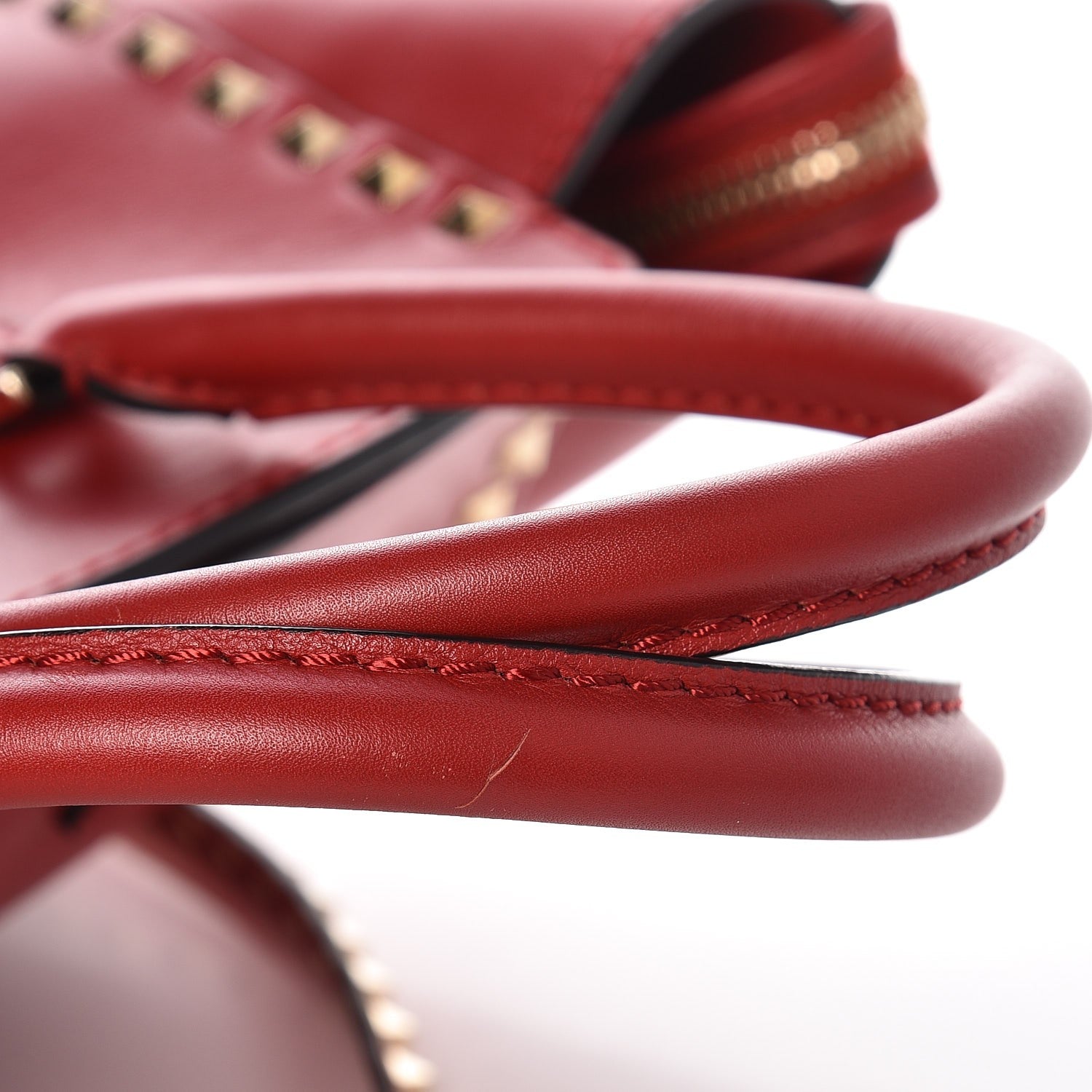Valentino Garavani Vitello Rockstud Double Handle Tote Rosso Valentino 9 of 9