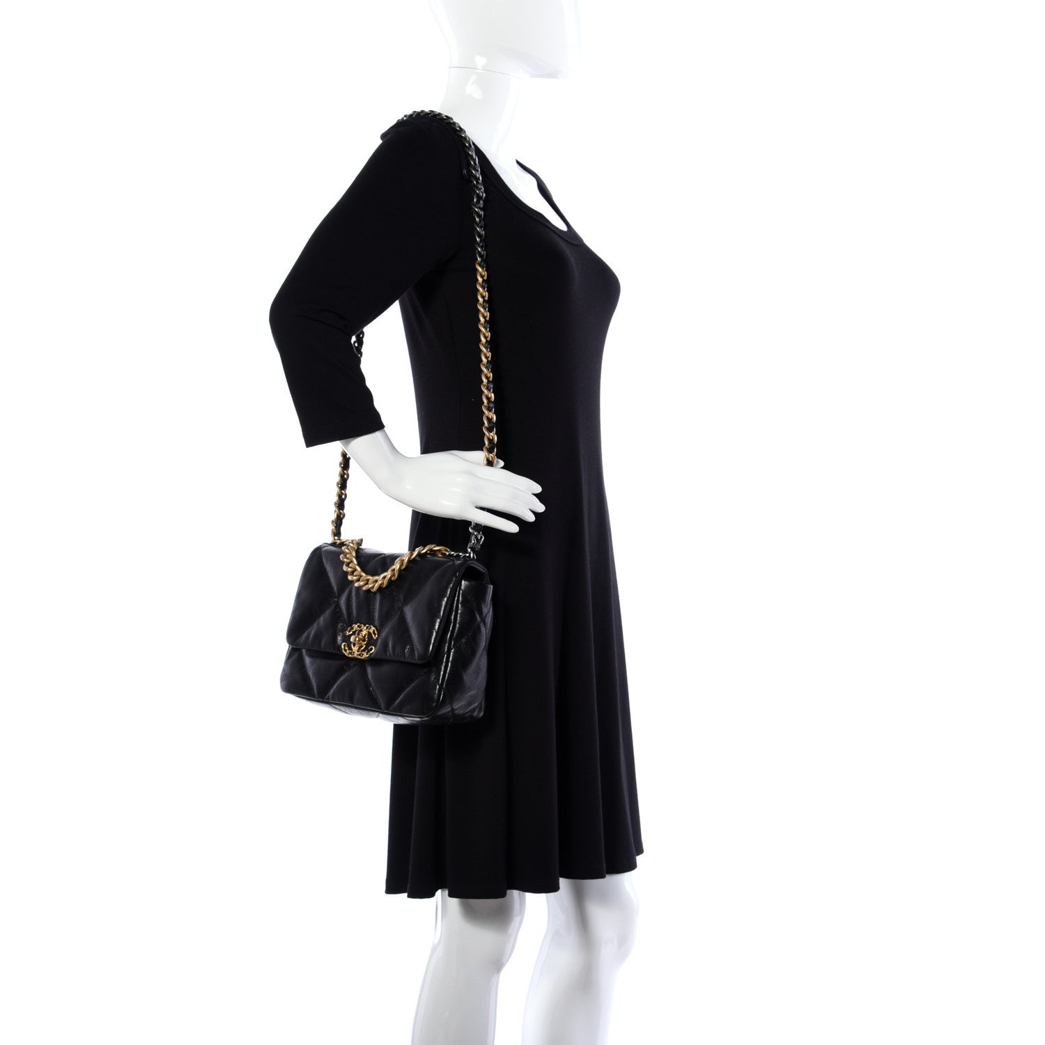 Chanel Lambskin Quilted Medium Chanel 19 Flap Black 2 of 9