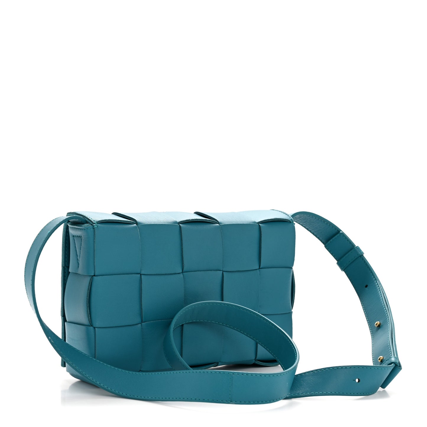 Lambskin Maxi Intreccio Small Cassette Crossbody Bag Petrol Blue