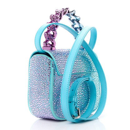 Versace Satin Crystal Studded Mini La Medusa Bag Blue 3 of 10