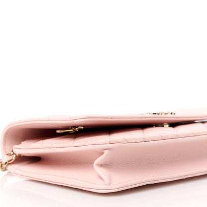 Chanel Shiny Caviar Enamel Quilted CC Wallet On Chain WOC Light Pink 10 of 12