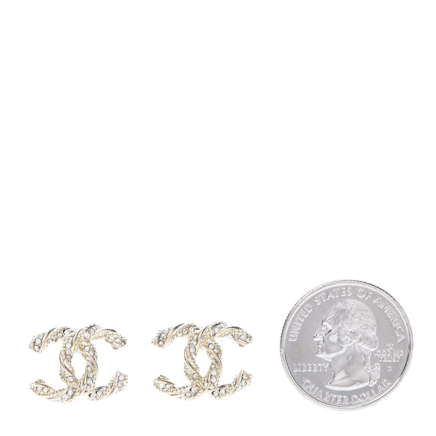 Chanel Crystal Twisted CC Earrings Gold 2 of 5