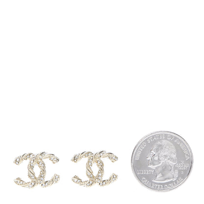 Chanel Crystal Twisted CC Earrings Gold 2 of 5