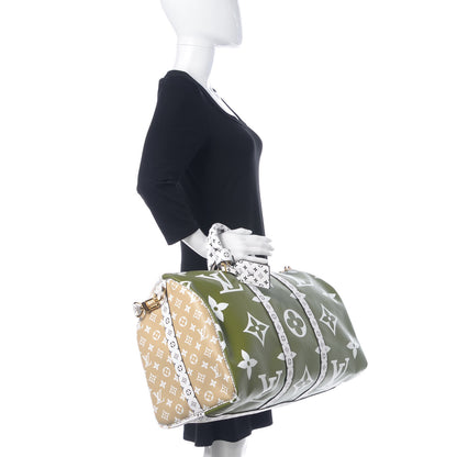 Louis Vuitton Monogram Giant Keepall Bandouliere 50 Kaki Beige 2 of 10