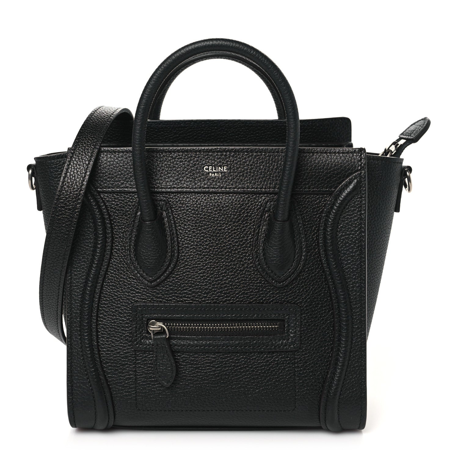 Celine Drummed Calfskin Nano Luggage Black 1 of 10