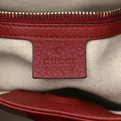 Gucci Calfskin Small Bamboo Shopper Tote Red 5 of 9