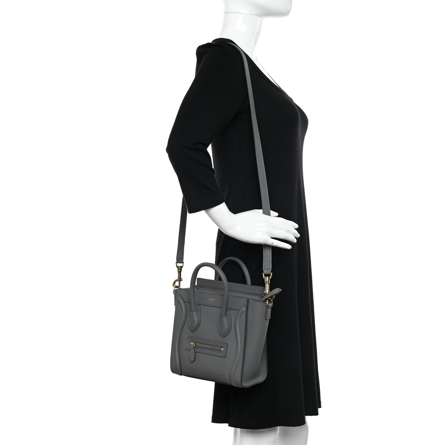 Drummed Calfskin Nano Luggage Kohl