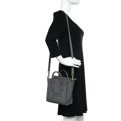 Celine Drummed Calfskin Nano Luggage Kohl 2 of 10