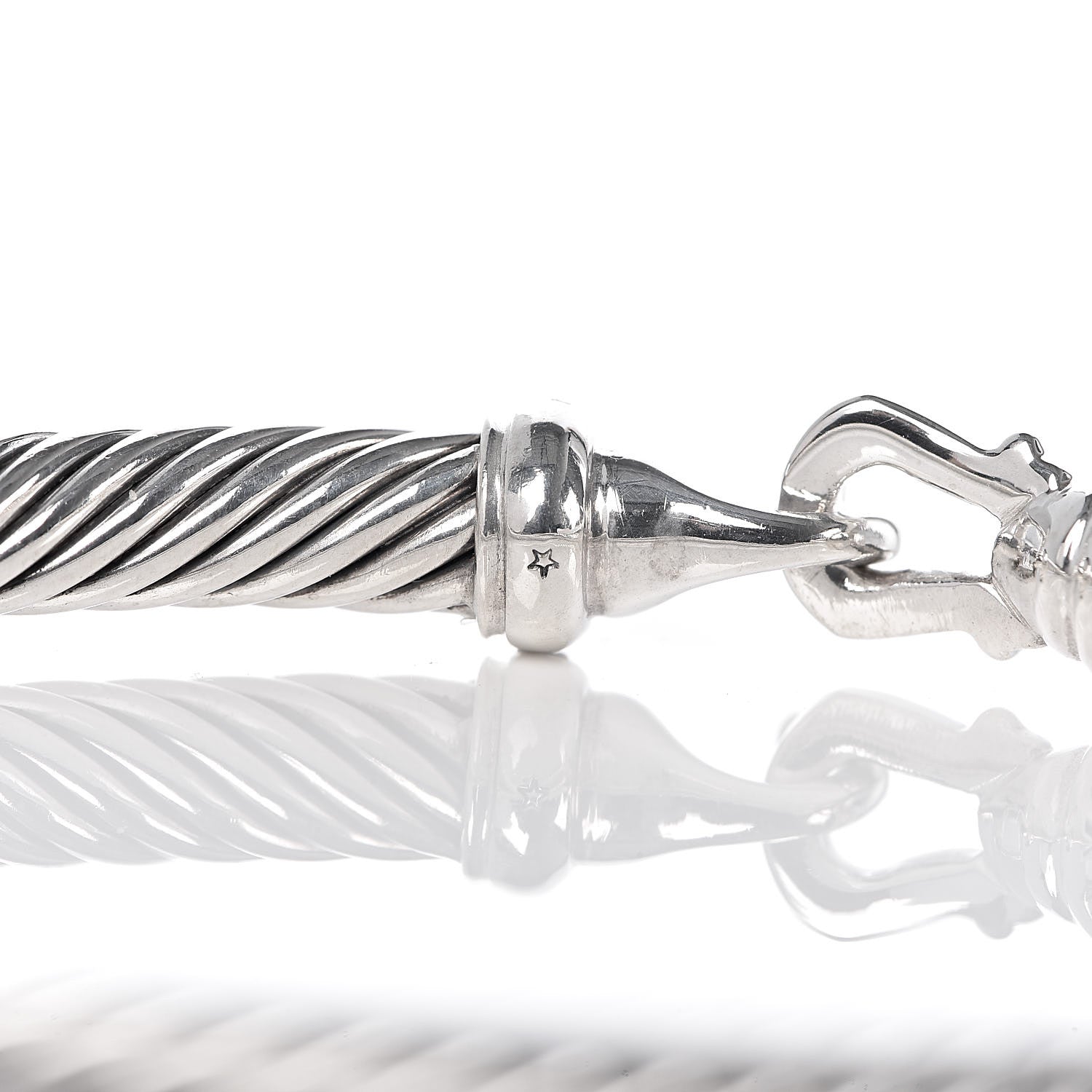 David Yurman Sterling Silver Diamond 5mm Cable Buckle Bracelet 4 of 5