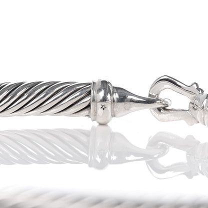 David Yurman Sterling Silver Diamond 5mm Cable Buckle Bracelet 4 of 5