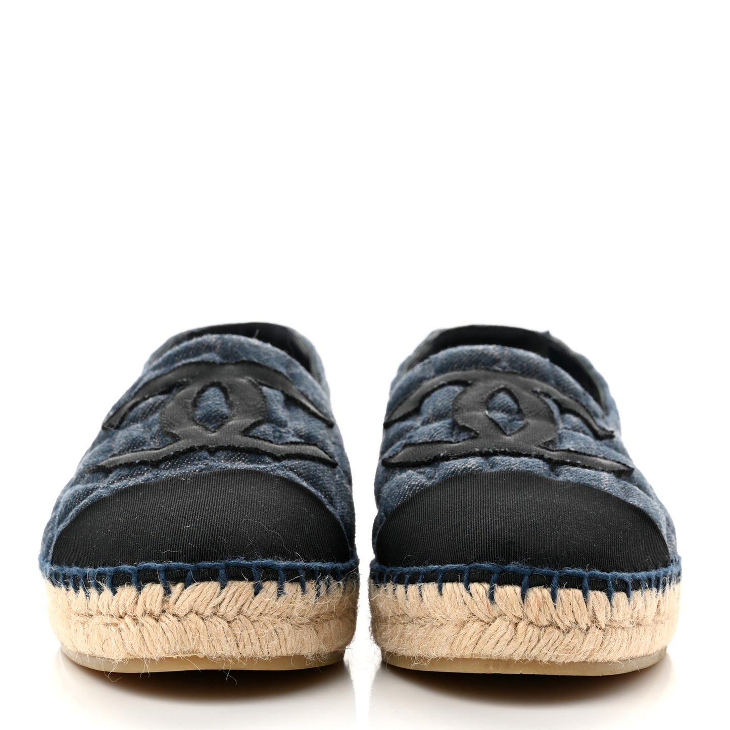 Denim Toile Embossed CC Espadrilles 39 Blue Black