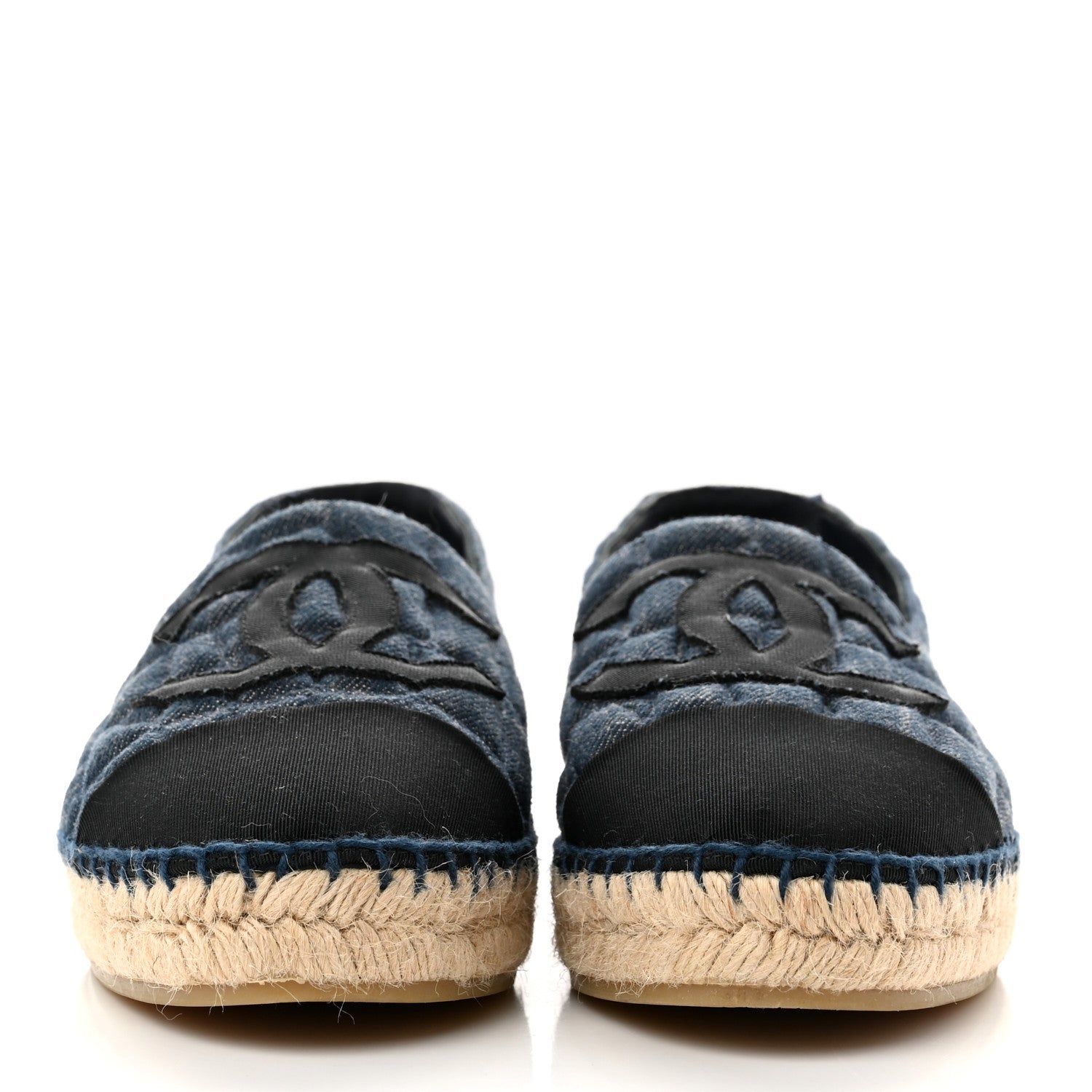 Chanel Denim Toile Embossed CC Espadrilles 39 Blue Black 2 of 8