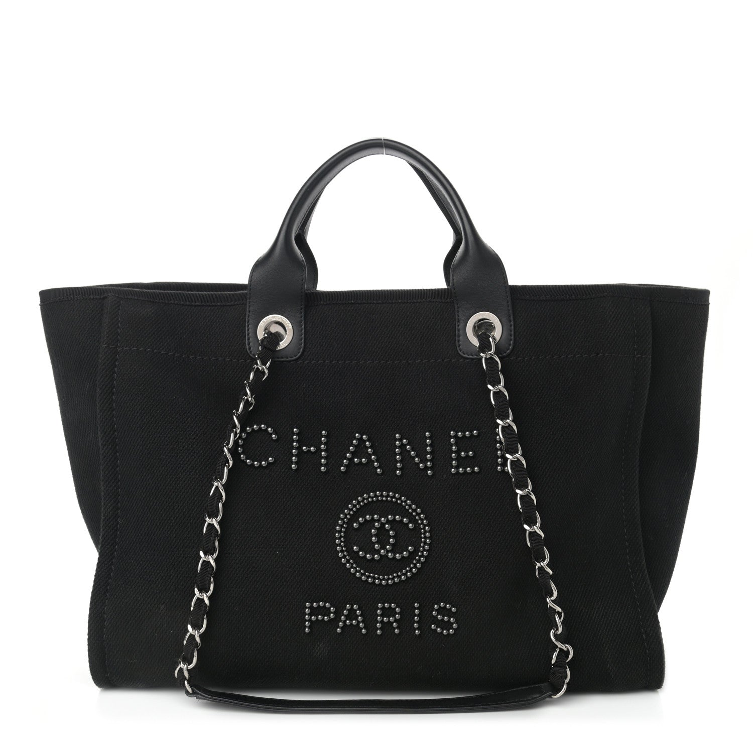 Chanel Canvas Pearl Medium Deauville Tote Black 1 of 11