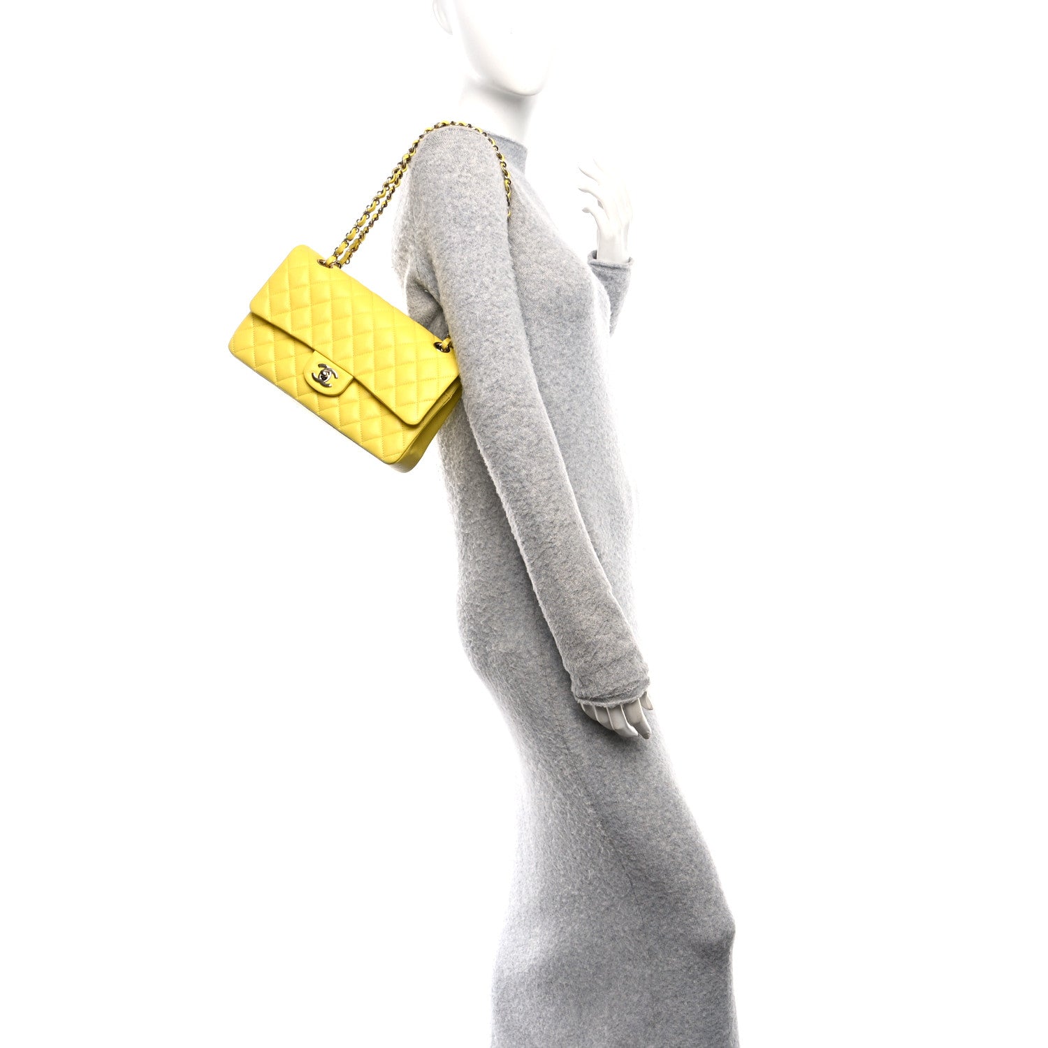 Chanel Caviar Quilted Medium Double Flap Yellow 2 of 11