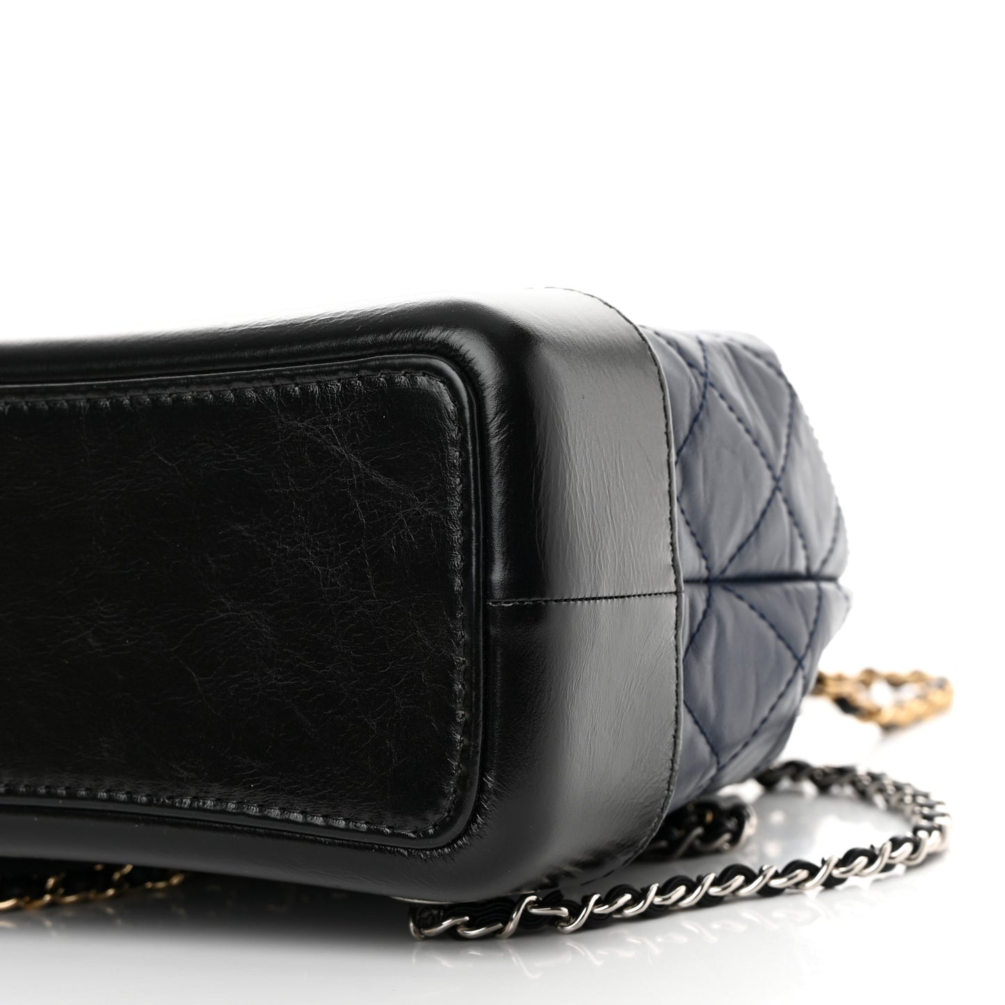 Aged Calfskin Quilted Gabrielle Backpack Navy Black
