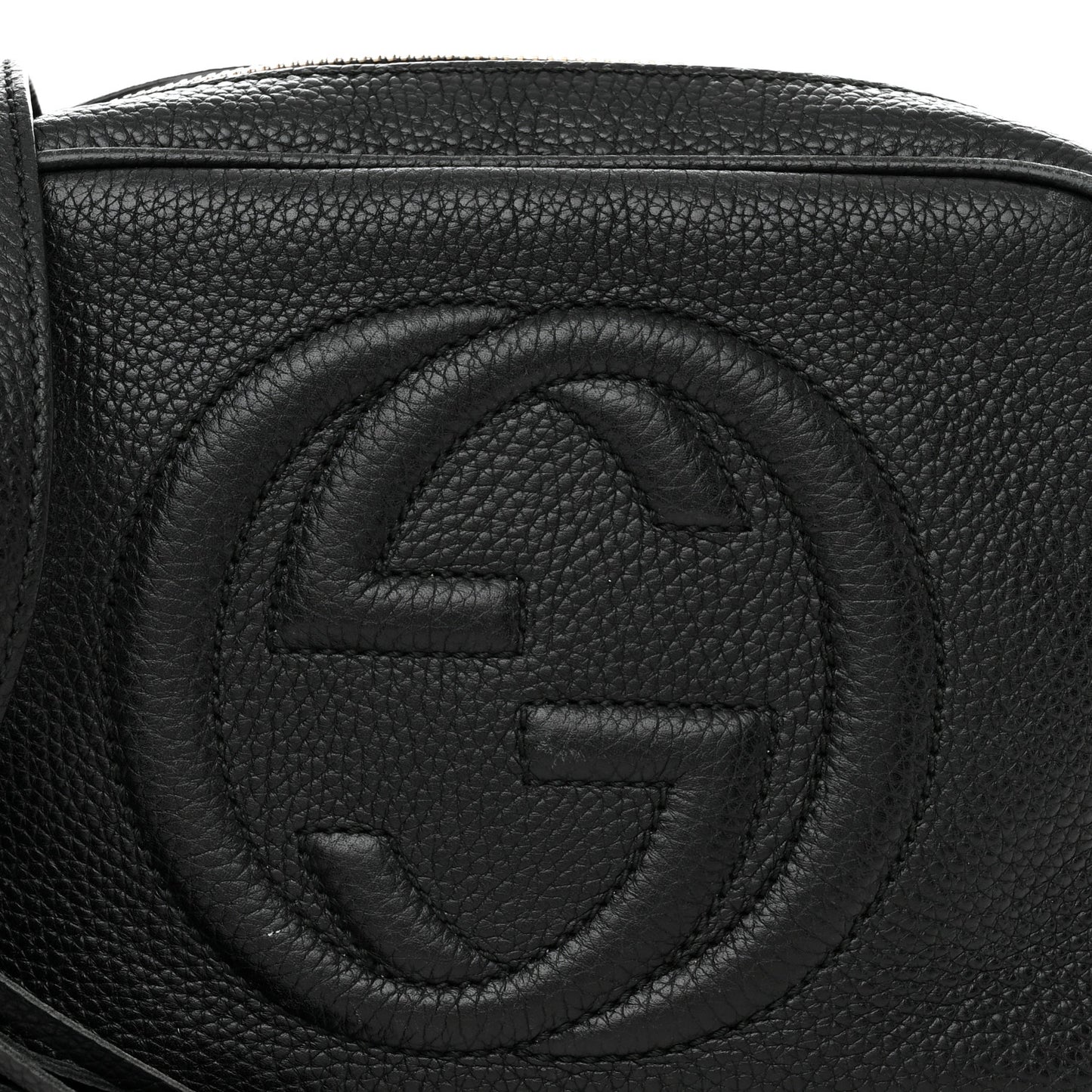 Pebbled Calfskin Small Soho Disco Bag Black