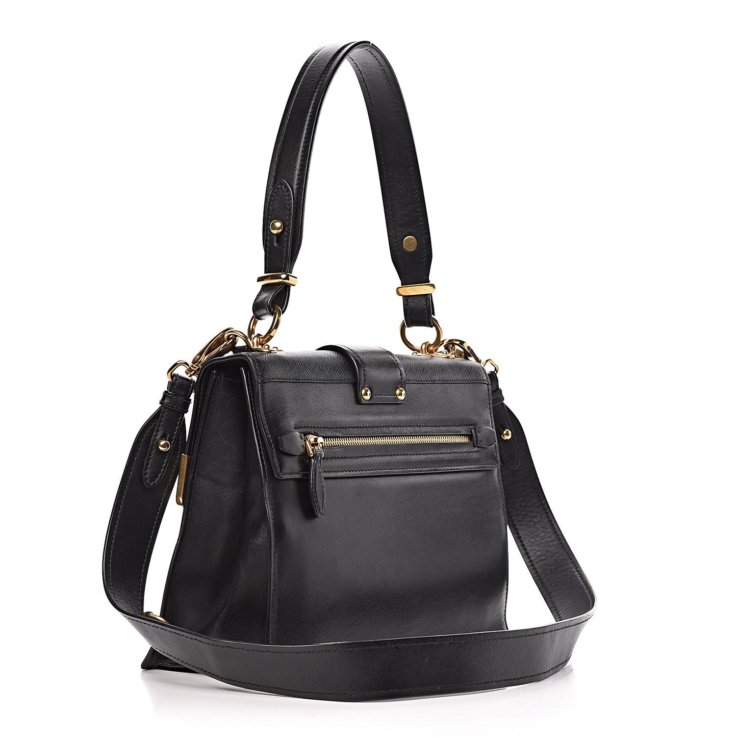City Calfskin Saffiano Cahier Top Handle Bag Black