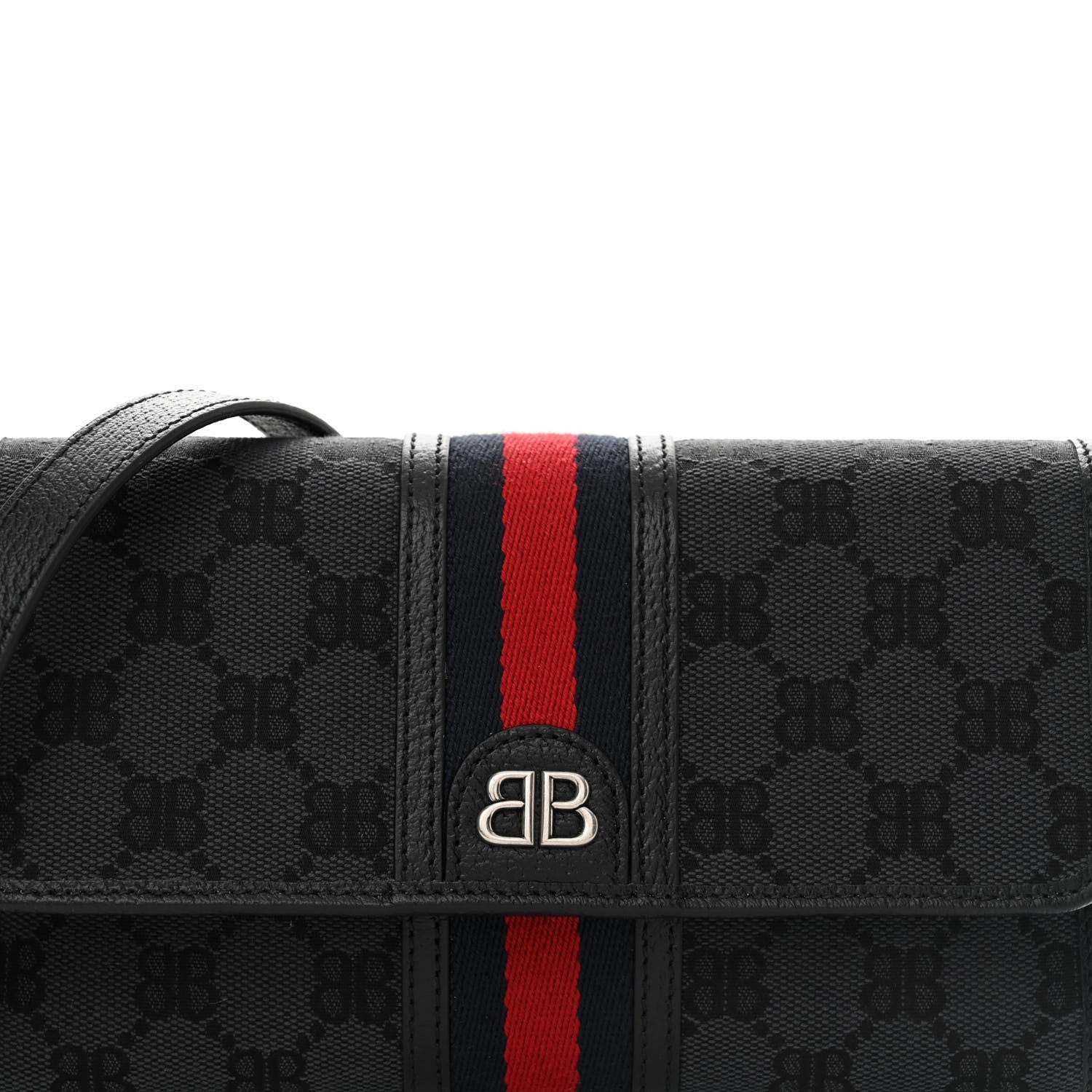 Gucci X BALENCIAGA BB Monogram Web Ophidia Crossbody Wallet Black 7 of 11
