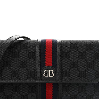 Gucci X BALENCIAGA BB Monogram Web Ophidia Crossbody Wallet Black 7 of 11