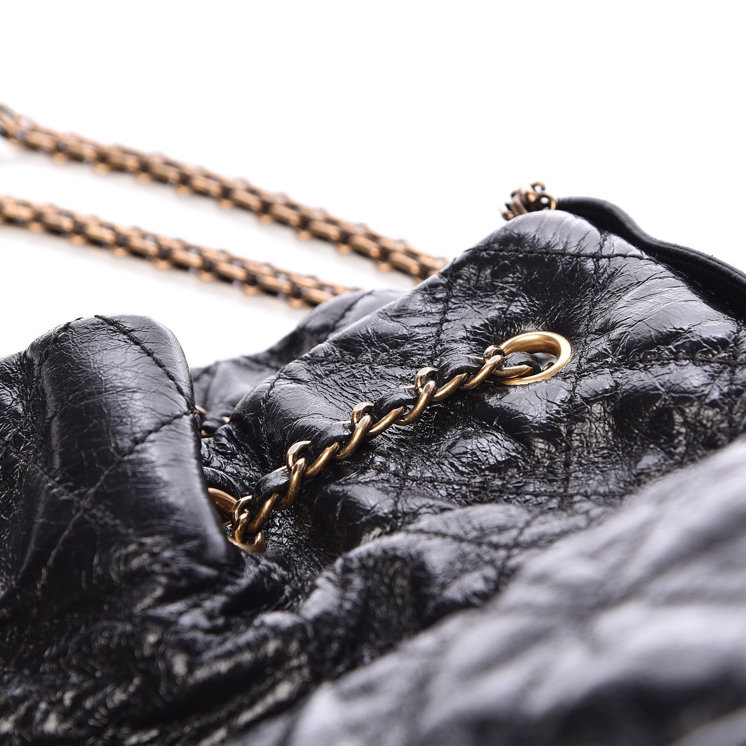Chanel Glazed Calfskin Stingray Drawstring Bucket Black 14 of 19