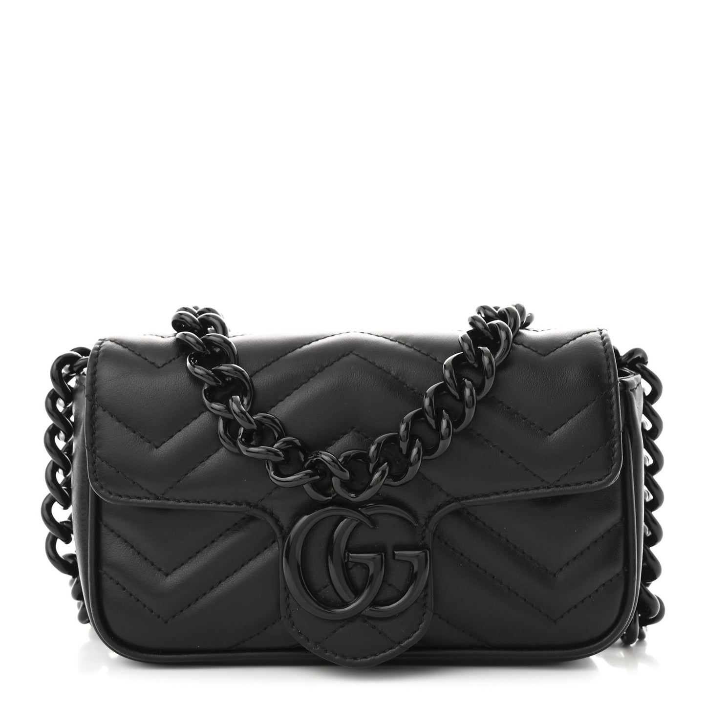 Calfskin Matelasse Monochrome GG Marmont Chain Belt Bag Black