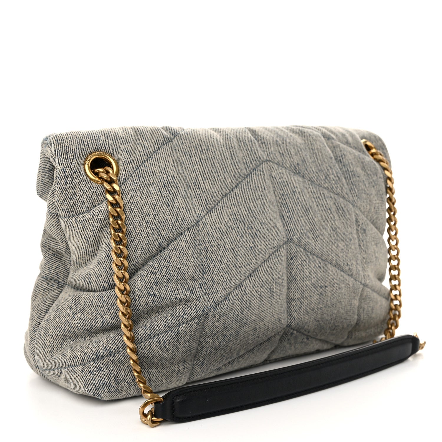 Saint Laurent Denim Quilted Small Loulou Puffer Monogram Chain Satchel Azur 3 of 10