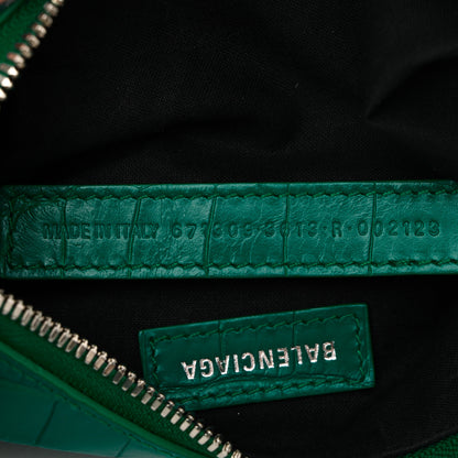 Balenciaga Extra Supple Calfskin Crystal Crocodile Embossed Le Cagole Shoulder Bag XS Jade 8 of 11