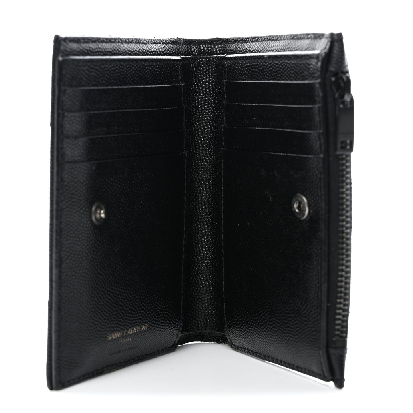 Grain De Poudre Matelasse Chevron Monogram Zipped Two-Part Wallet Black