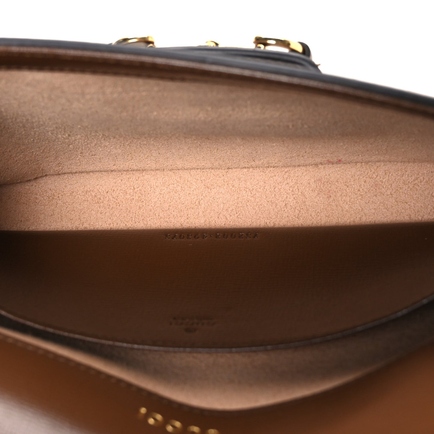 GG Supreme Monogram Azalea Calfskin Horsebit 1955 Mini Bag Beige Ebony Brown Sugar