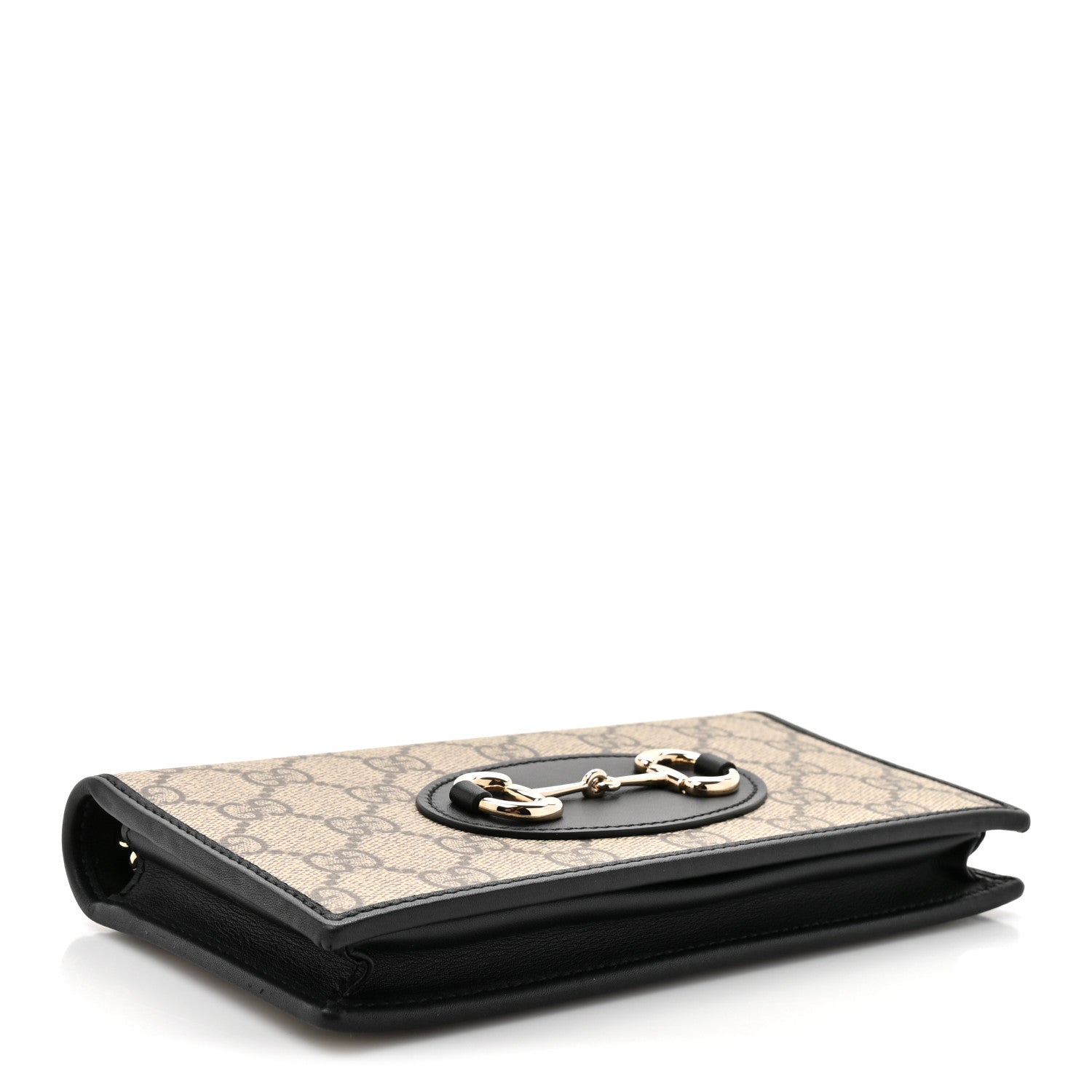 Gucci GG Supreme Monogram Azalea Calfskin Horsebit 1955 Wallet On Chain Beige Black 4 of 11