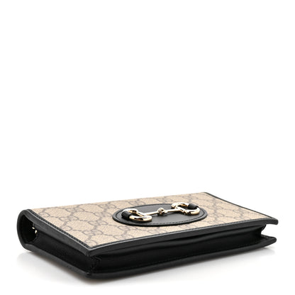 Gucci GG Supreme Monogram Azalea Calfskin Horsebit 1955 Wallet On Chain Beige Black 4 of 11