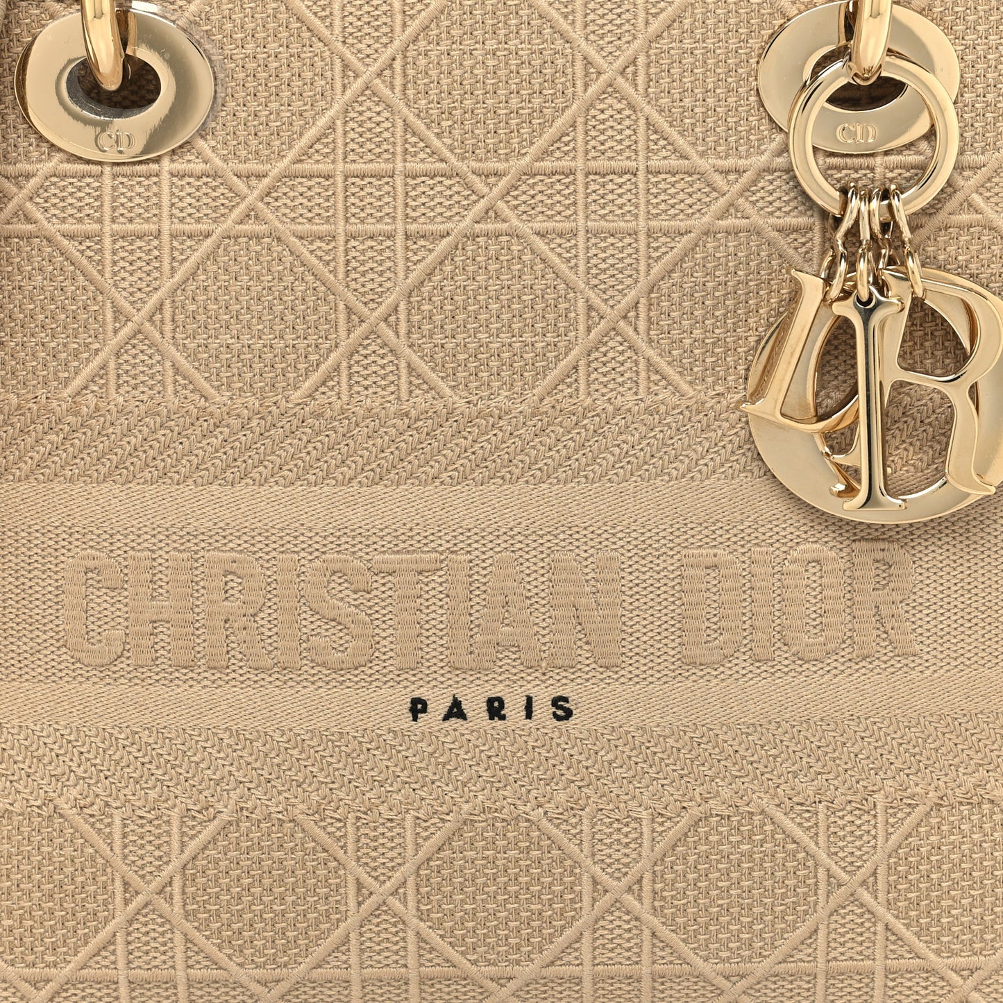 Canvas Embroidered Medium Lady D-Lite Beige
