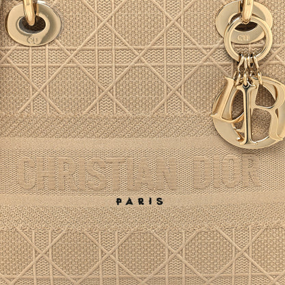 Christian Dior Canvas Embroidered Medium Lady D-Lite Beige 7 of 10
