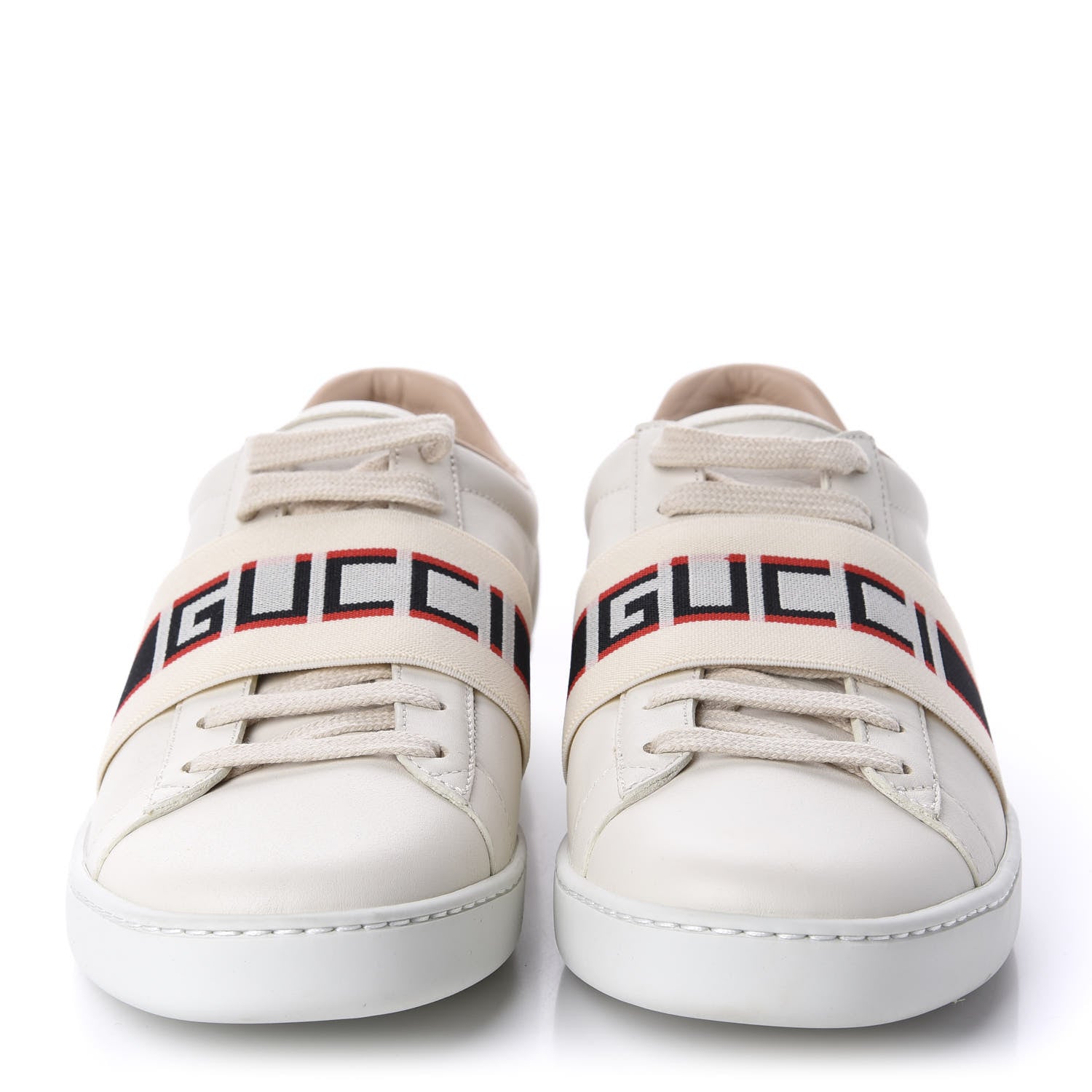 Gucci Calfskin Stripe Womens New Ace Sneakers 37.5 New Mystic White Ecru Red Flame 2 of 10