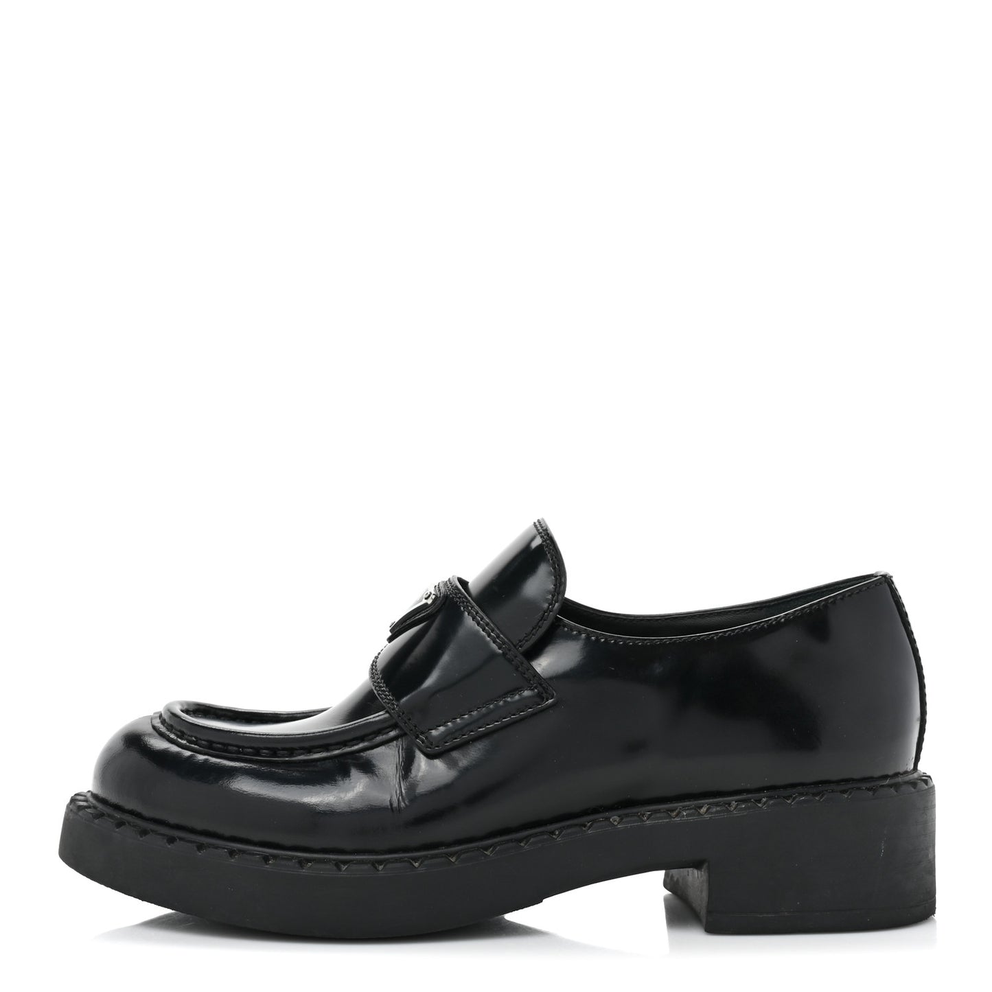 Spazzolato Metal Triangle Logo 50mm Loafers 37.5 Black