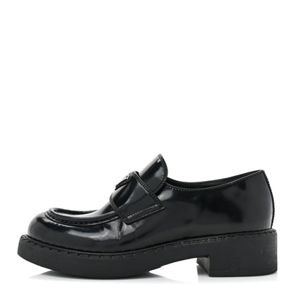 Prada Spazzolato Metal Triangle Logo 50mm Loafers 37.5 Black 1 of 14