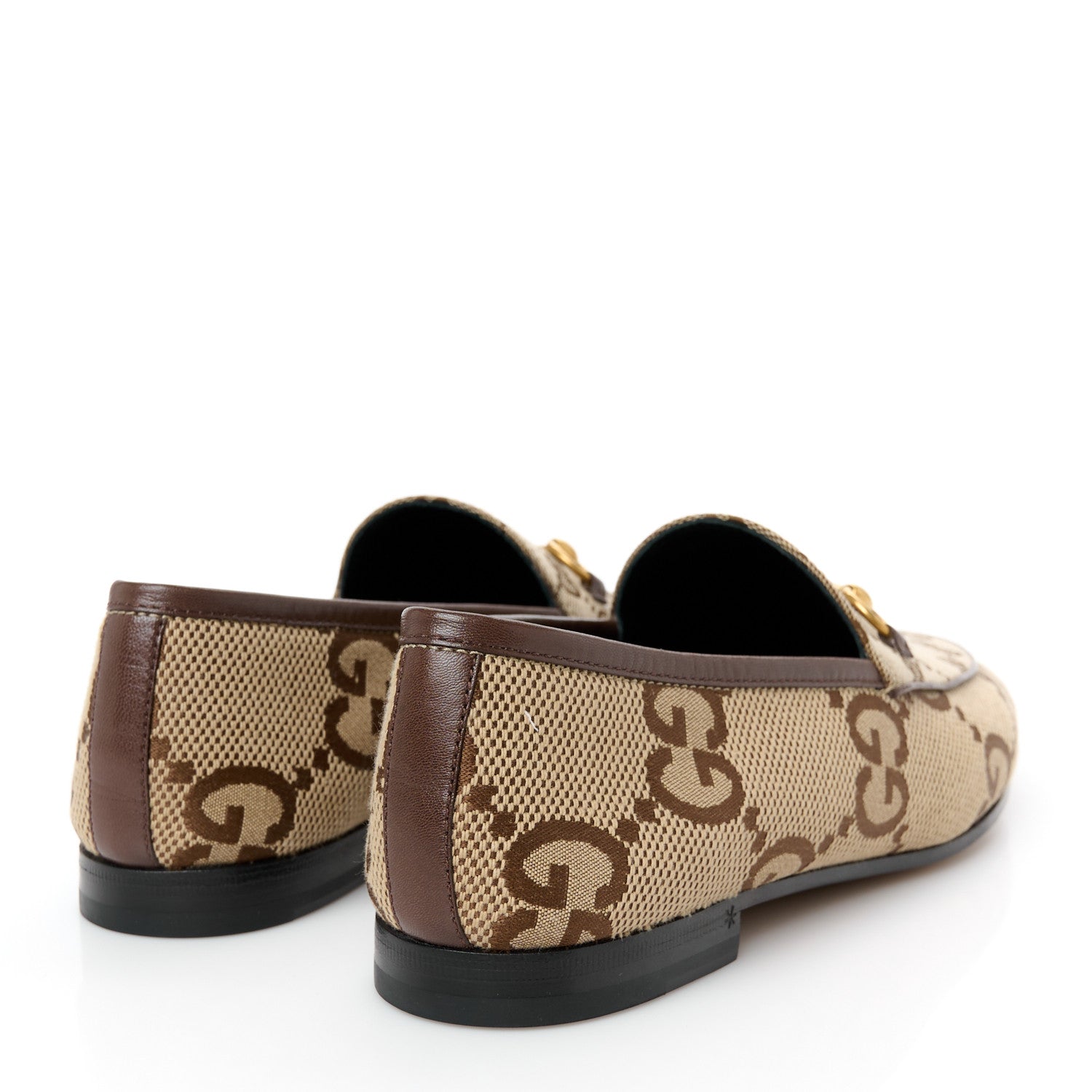 Gucci Monogram Jumbo GG Malaga Kid Horsebit Womens Jordaan Loafers 39.5 Camel Ebony New Acero Beige 5 of 10