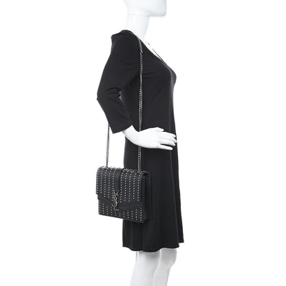 Saint Laurent Calfskin Studded Monogram Medium Sulpice Shoulder Bag Black 2 of 12
